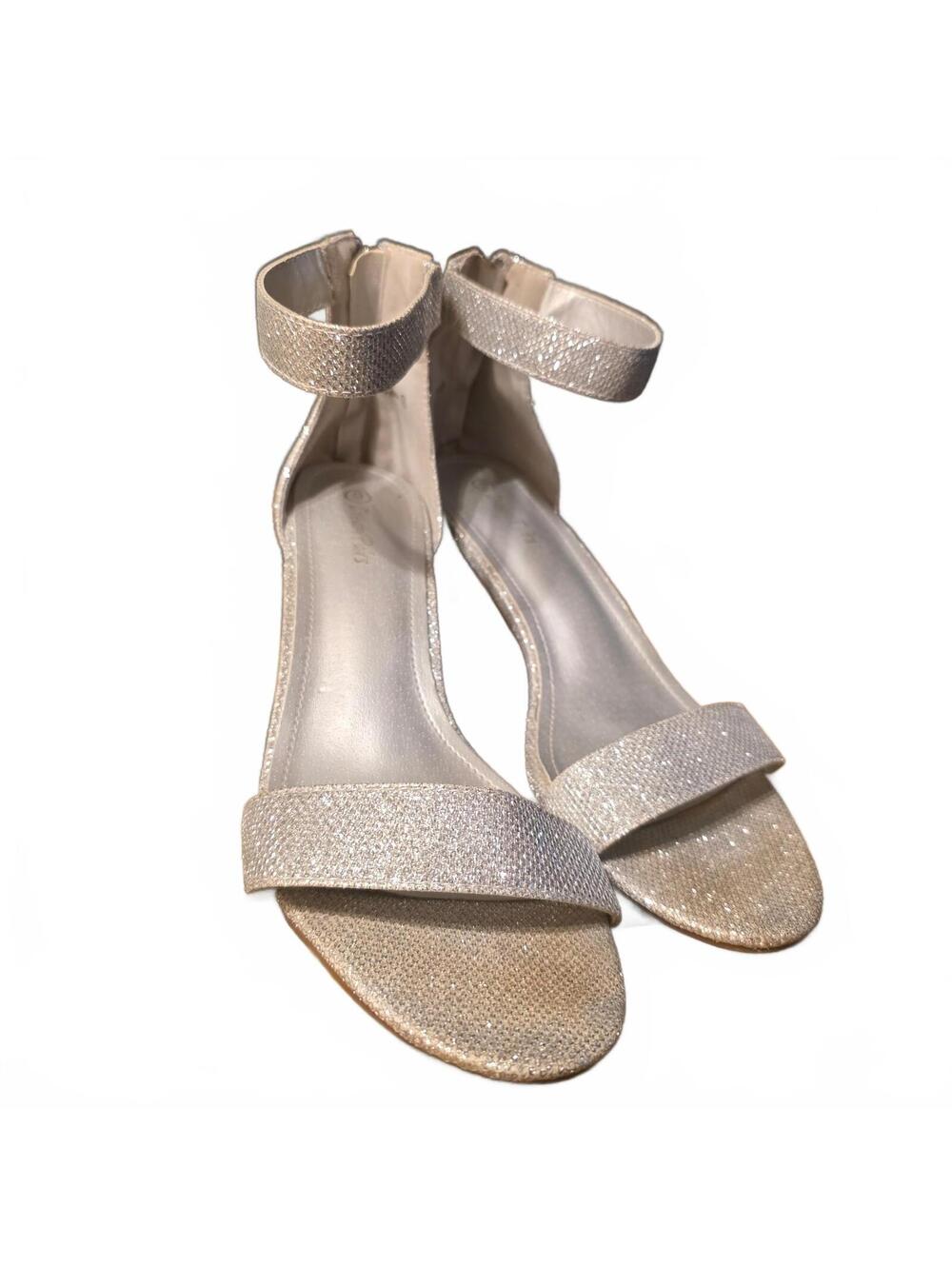 Size 9 - Dream Pair Silver glitter ankle strap heeled sandals